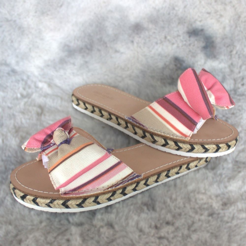 NIB w/Bag | Kate Spade Slip on Shoe | Idalah Striped Bow Espadrille Sandals | 7M